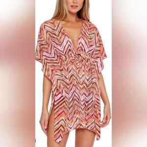 BECCA Vibrant Colored Crochet Tunic Swim Cover-Up